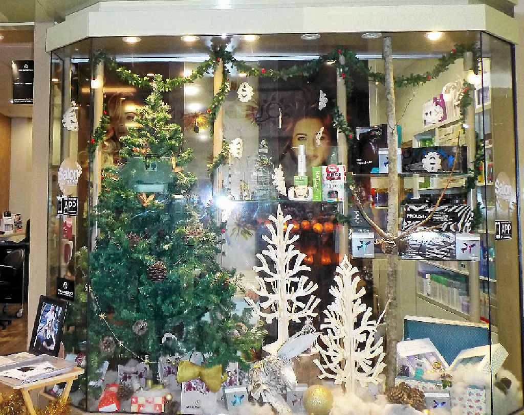 TRULY BEAUTIFUL: Clare’s Hair Together and True Beauty got first place in the Warwick Chamber of Commerce Christmas window competition.